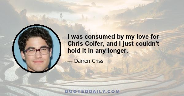 I was consumed by my love for Chris Colfer, and I just couldn't hold it in any longer.