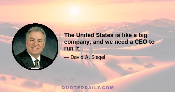 The United States is like a big company, and we need a CEO to run it.