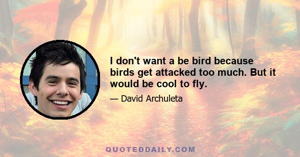 I don't want a be bird because birds get attacked too much. But it would be cool to fly.