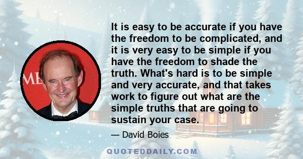 It is easy to be accurate if you have the freedom to be complicated, and it is very easy to be simple if you have the freedom to shade the truth. What's hard is to be simple and very accurate, and that takes work to