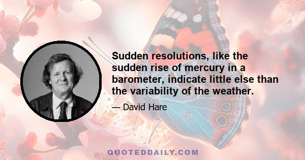 Sudden resolutions, like the sudden rise of mercury in a barometer, indicate little else than the variability of the weather.