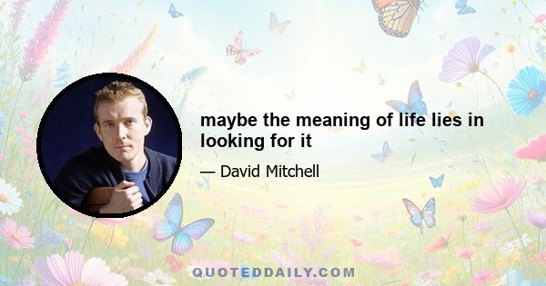 maybe the meaning of life lies in looking for it