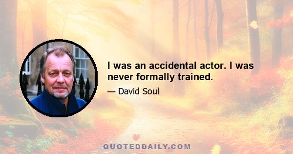 I was an accidental actor. I was never formally trained.