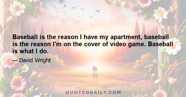 Baseball is the reason I have my apartment, baseball is the reason I'm on the cover of video game. Baseball is what I do.