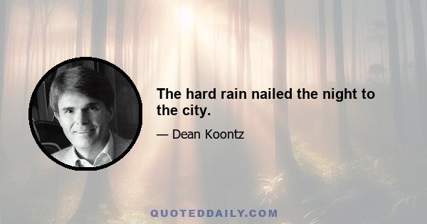 The hard rain nailed the night to the city.