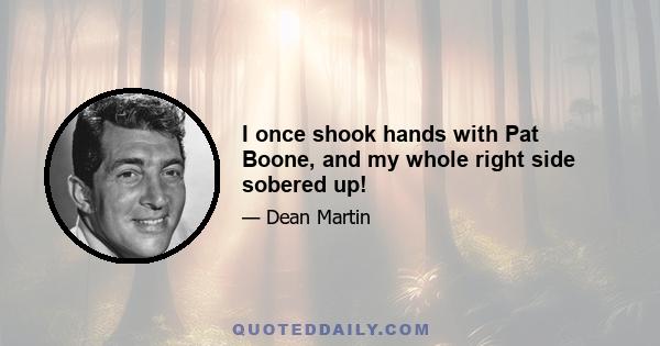 I once shook hands with Pat Boone, and my whole right side sobered up!