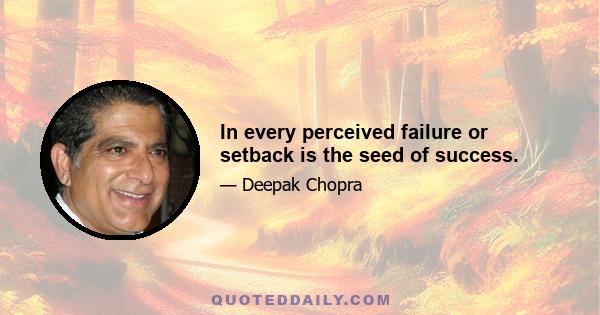 In every perceived failure or setback is the seed of success.