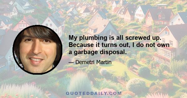 My plumbing is all screwed up. Because it turns out, I do not own a garbage disposal.