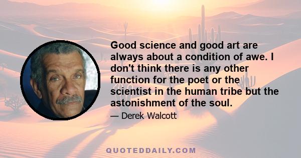 Good science and good art are always about a condition of awe. I don't think there is any other function for the poet or the scientist in the human tribe but the astonishment of the soul.