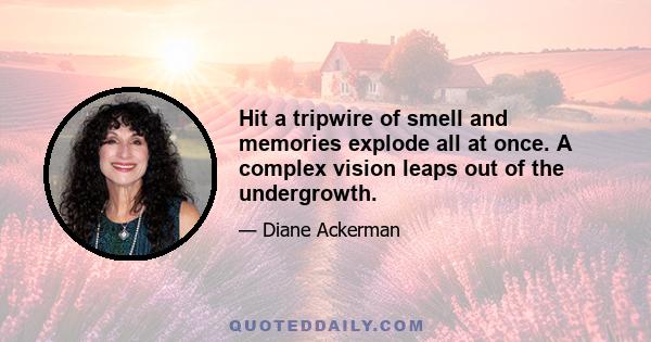 Hit a tripwire of smell and memories explode all at once. A complex vision leaps out of the undergrowth.