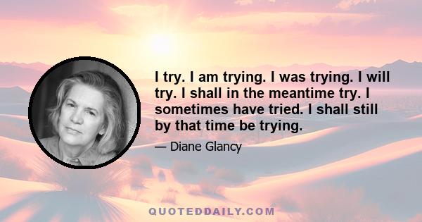 I try. I am trying. I was trying. I will try. I shall in the meantime try. I sometimes have tried. I shall still by that time be trying.