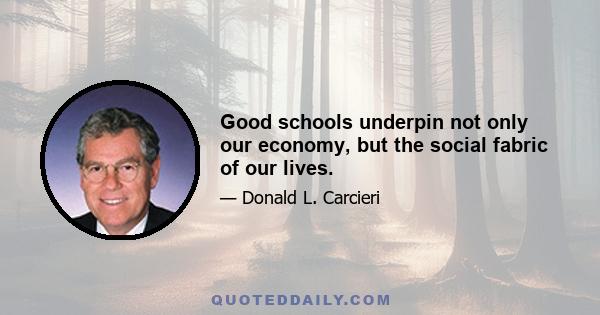 Good schools underpin not only our economy, but the social fabric of our lives.