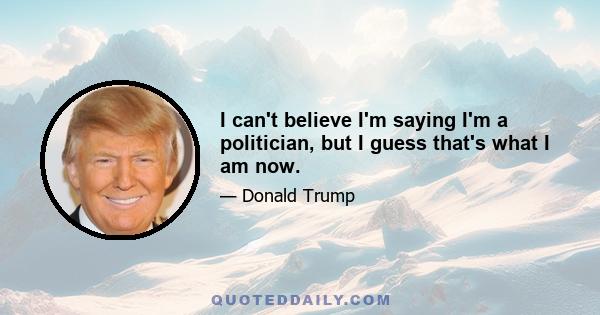 I can't believe I'm saying I'm a politician, but I guess that's what I am now.