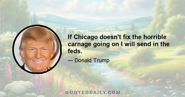 If Chicago doesn't fix the horrible carnage going on I will send in the feds.