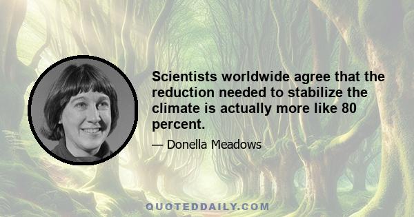 Scientists worldwide agree that the reduction needed to stabilize the climate is actually more like 80 percent.