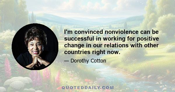 I'm convinced nonviolence can be successful in working for positive change in our relations with other countries right now.