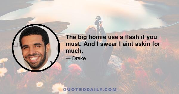 The big homie use a flash if you must. And I swear I aint askin for much.