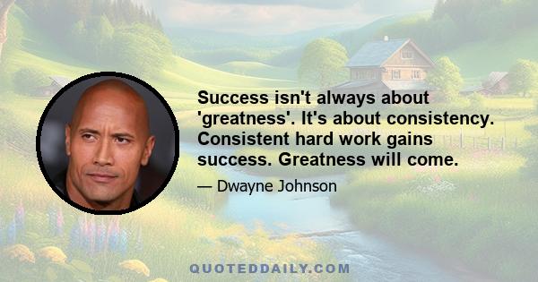 Success isn't always about 'greatness'. It's about consistency. Consistent hard work gains success. Greatness will come.