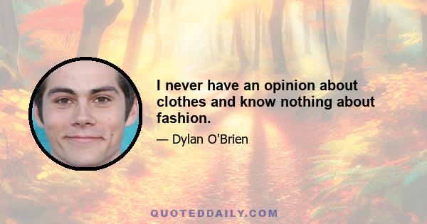 I never have an opinion about clothes and know nothing about fashion.