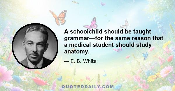 A schoolchild should be taught grammar—for the same reason that a medical student should study anatomy.