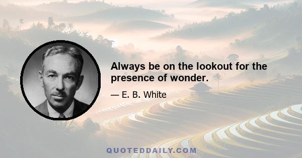 Always be on the lookout for the presence of wonder.