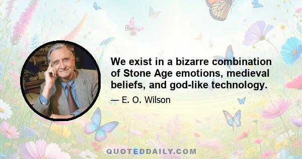 We exist in a bizarre combination of Stone Age emotions, medieval beliefs, and god-like technology.