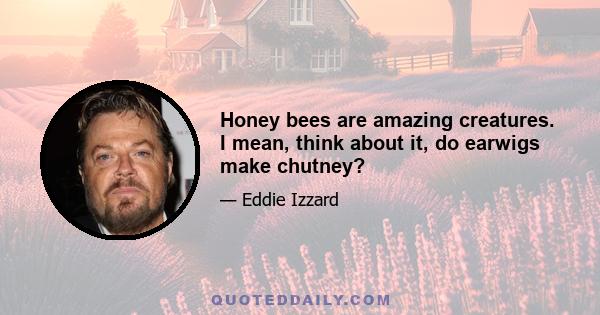 Honey bees are amazing creatures. I mean, think about it, do earwigs make chutney?