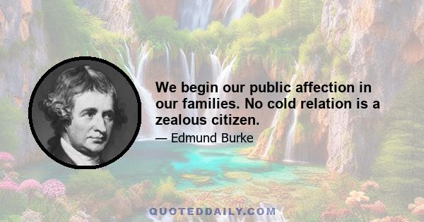 We begin our public affection in our families. No cold relation is a zealous citizen.