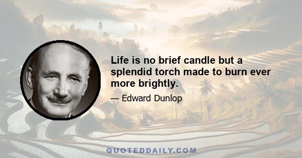 Life is no brief candle but a splendid torch made to burn ever more brightly.