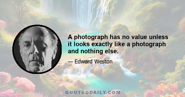 A photograph has no value unless it looks exactly like a photograph and nothing else.