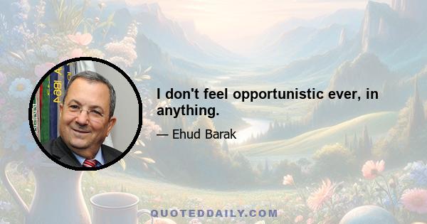 I don't feel opportunistic ever, in anything.