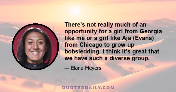 There's not really much of an opportunity for a girl from Georgia like me or a girl like Aja (Evans) from Chicago to grow up bobsledding. I think it's great that we have such a diverse group.