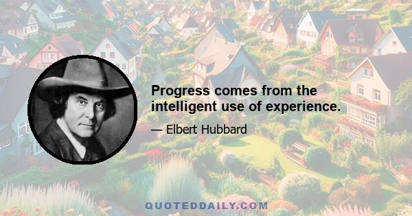 Progress comes from the intelligent use of experience.