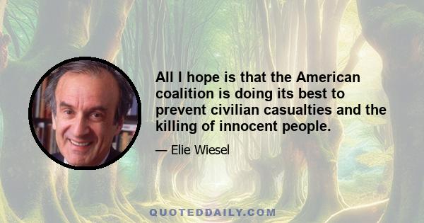 All I hope is that the American coalition is doing its best to prevent civilian casualties and the killing of innocent people.