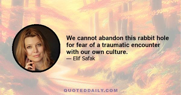 We cannot abandon this rabbit hole for fear of a traumatic encounter with our own culture.