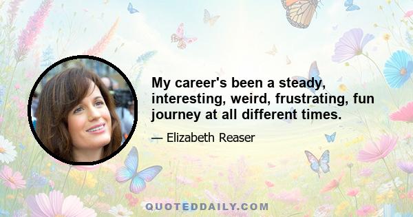 My career's been a steady, interesting, weird, frustrating, fun journey at all different times.