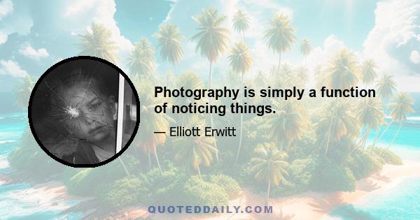 Photography is simply a function of noticing things.