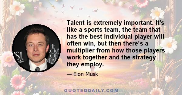 Talent is extremely important. It's like a sports team, the team that has the best individual player will often win, but then there’s a multiplier from how those players work together and the strategy they employ.