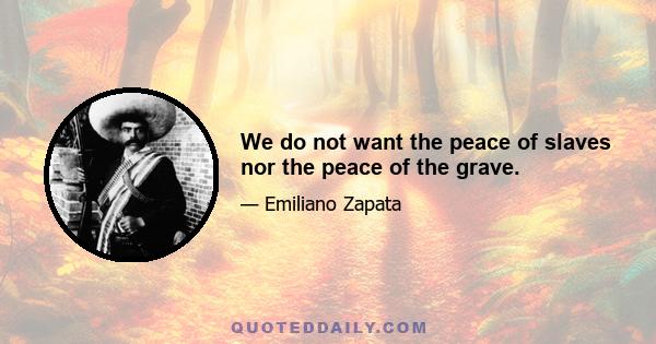 We do not want the peace of slaves nor the peace of the grave.