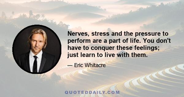 Nerves, stress and the pressure to perform are a part of life. You don't have to conquer these feelings; just learn to live with them.