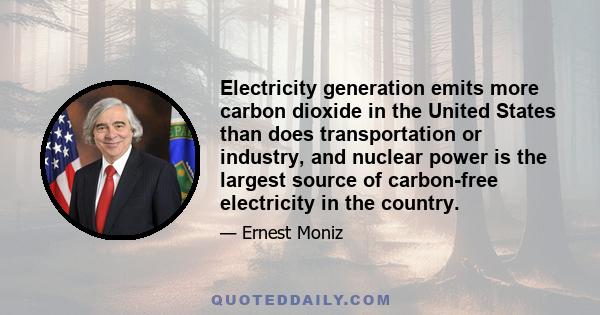 Electricity generation emits more carbon dioxide in the United States than does transportation or industry, and nuclear power is the largest source of carbon-free electricity in the country.