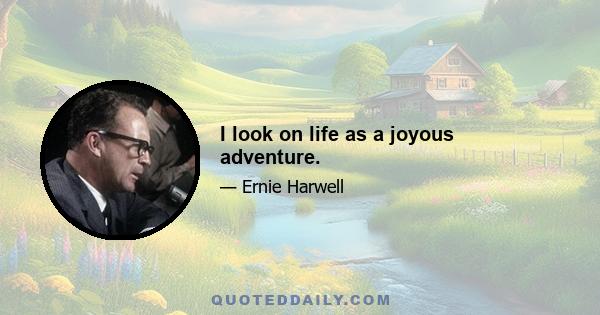 I look on life as a joyous adventure.