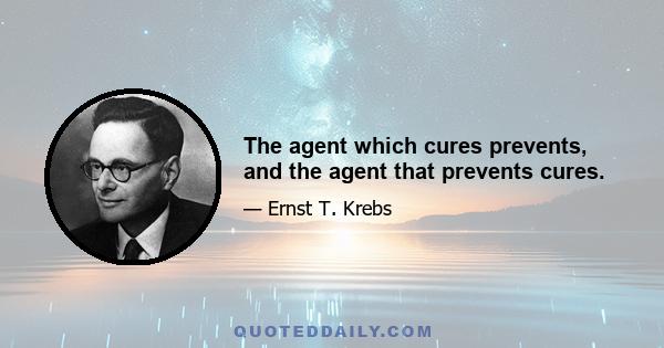 The agent which cures prevents, and the agent that prevents cures.