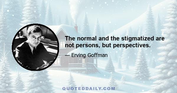 The normal and the stigmatized are not persons, but perspectives.