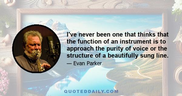 I've never been one that thinks that the function of an instrument is to approach the purity of voice or the structure of a beautifully sung line.