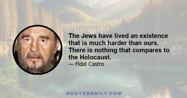 The Jews have lived an existence that is much harder than ours. There is nothing that compares to the Holocaust.