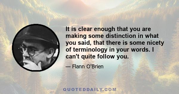 It is clear enough that you are making some distinction in what you said, that there is some nicety of terminology in your words. I can't quite follow you.
