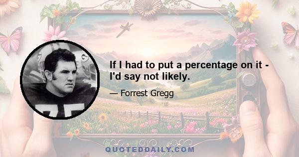 If I had to put a percentage on it - I'd say not likely.