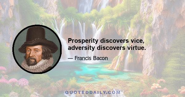 Prosperity discovers vice, adversity discovers virtue.