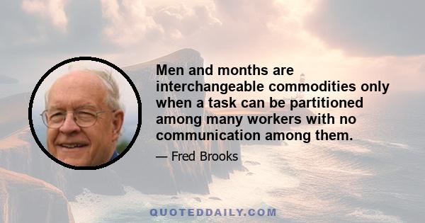 Men and months are interchangeable commodities only when a task can be partitioned among many workers with no communication among them.